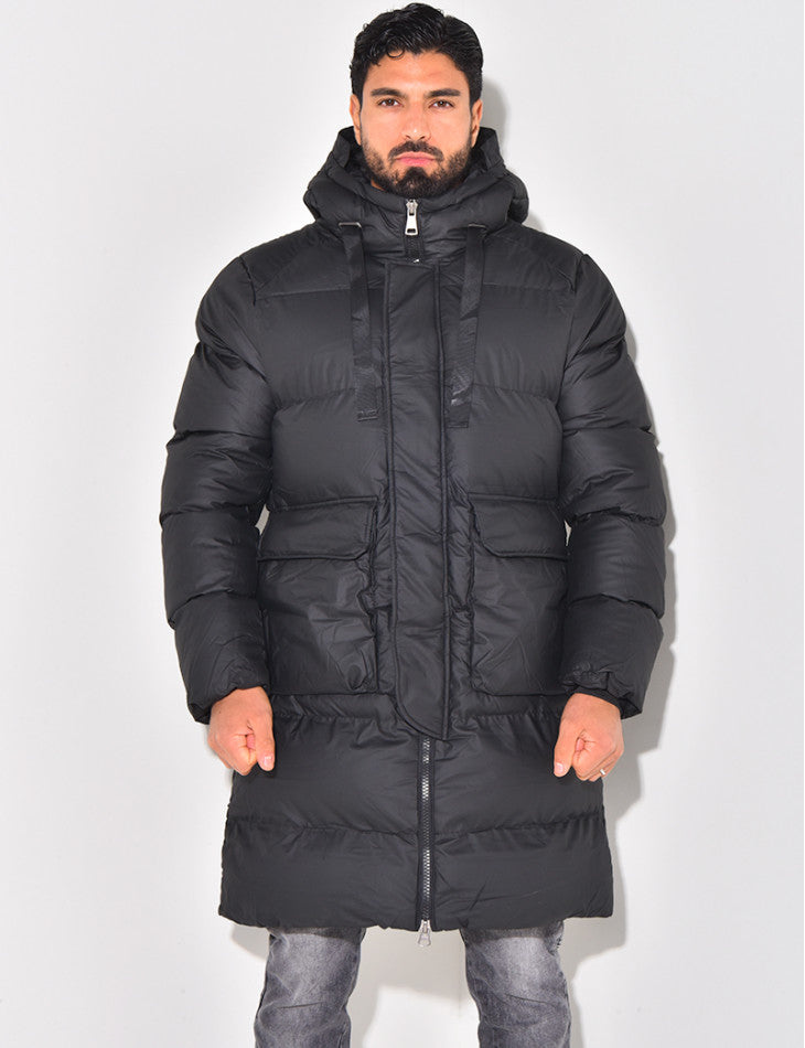 Parka Hiver Homme à Capuche Noir Matelassé - PanierRoyale