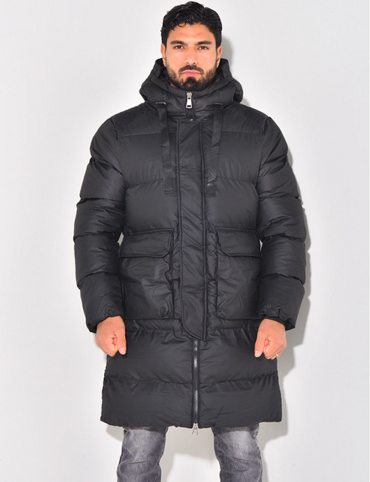 Parka Hiver Homme à Capuche Noir Matelassé - PanierRoyale