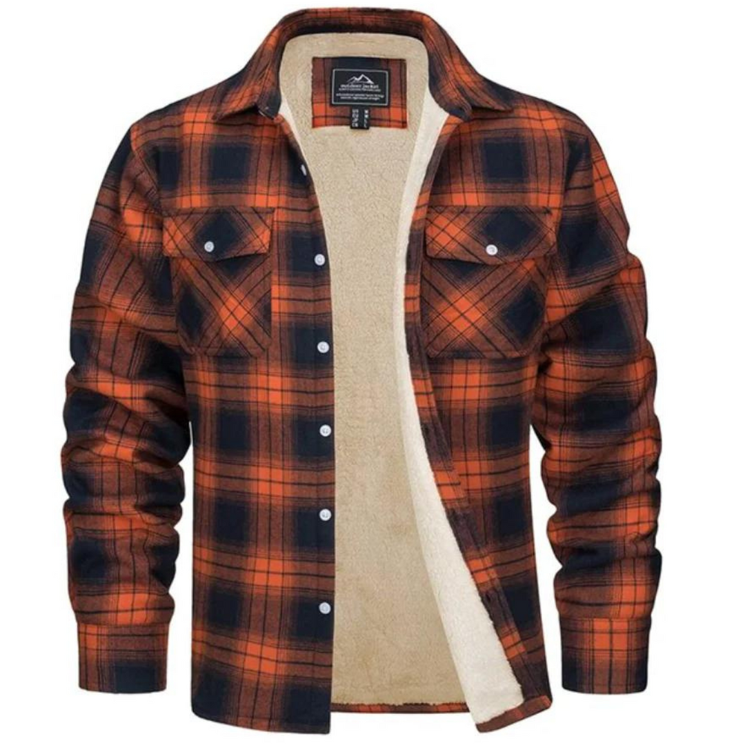 Veste en Flanelle Homme Hiver Rouge et Noir à Carreaux