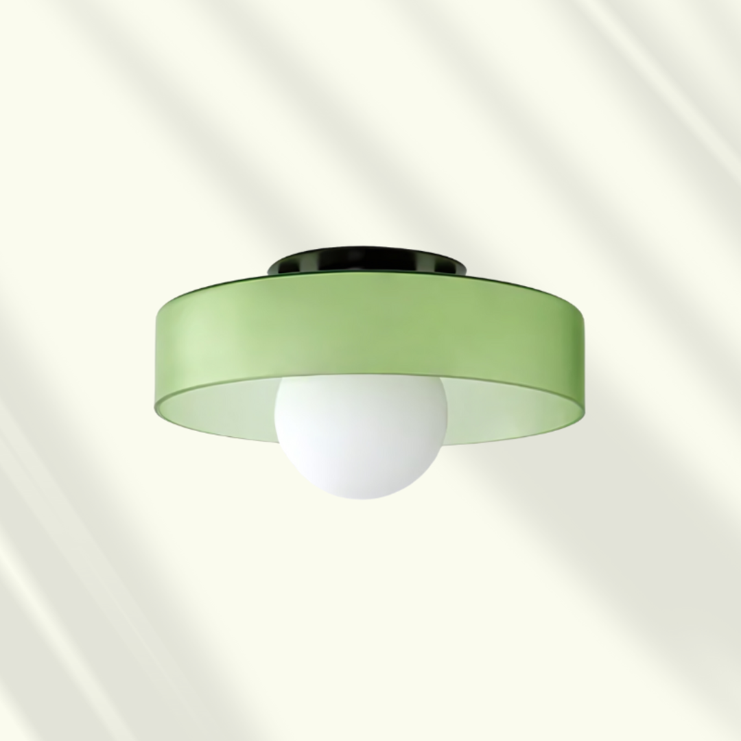 Lampe Plafond Élégante Rose avec Abat-Jour Verre Clair