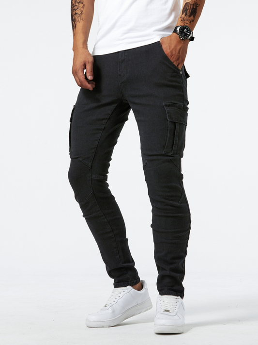 Pantalon Cargo Homme Noir Matelassé - PanierRoyale