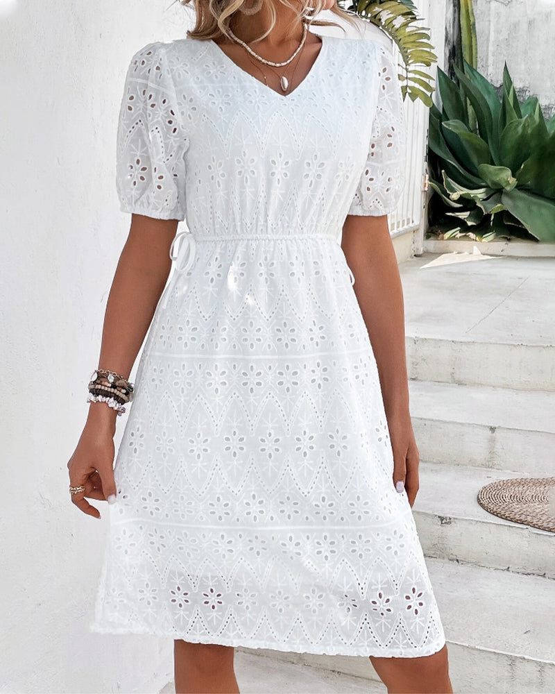 Robe Été en Dentelle Blanc Féminine - PanierRoyale