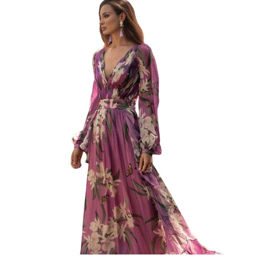 Robe Longue Fleuri Élégante pour Femme - PanierRoyale