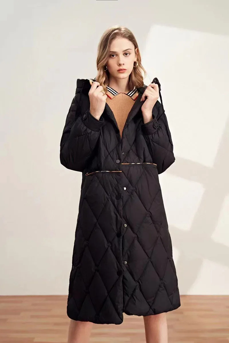 Manteau femme long à capuche avec doublure chauffante - BerlinGlamour