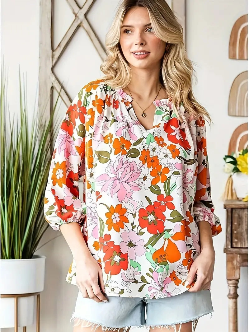 Chemisier Femme Floral Chic et Décontracté - PanierRoyale