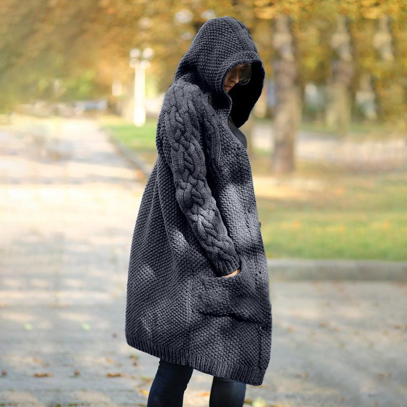 Cardigan Femme Long à Capuche Élégant - PanierRoyale