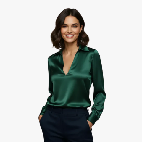 Blouse femme élégante en satin brillant - PanierRoyale