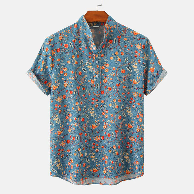 Chemise Homme Coton Fleuri pour Été - PanierRoyale