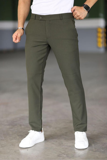 Pantalon Chino Slim Vert Foncé Homme - BerlinGlamour