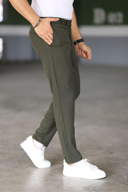 Pantalon Chino Slim Vert Foncé Homme