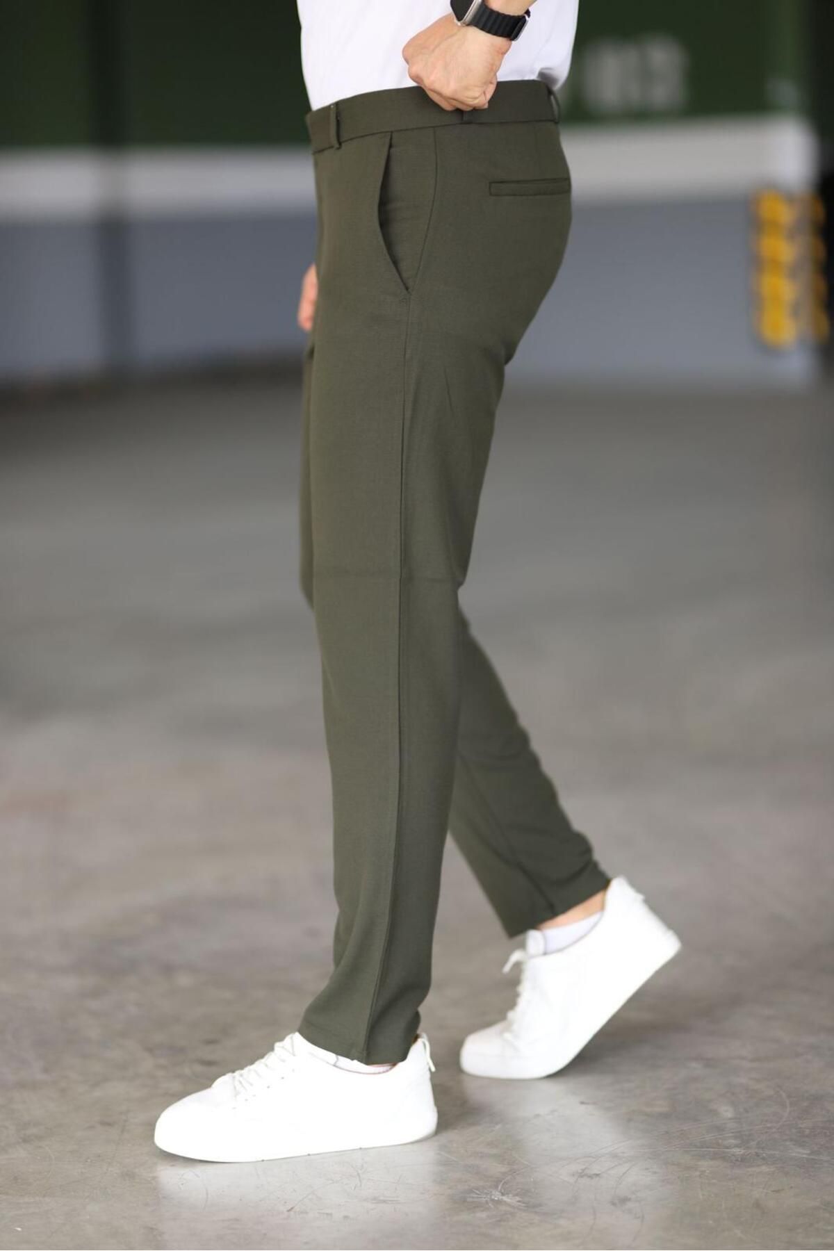 Pantalon Chino Slim Vert Foncé Homme