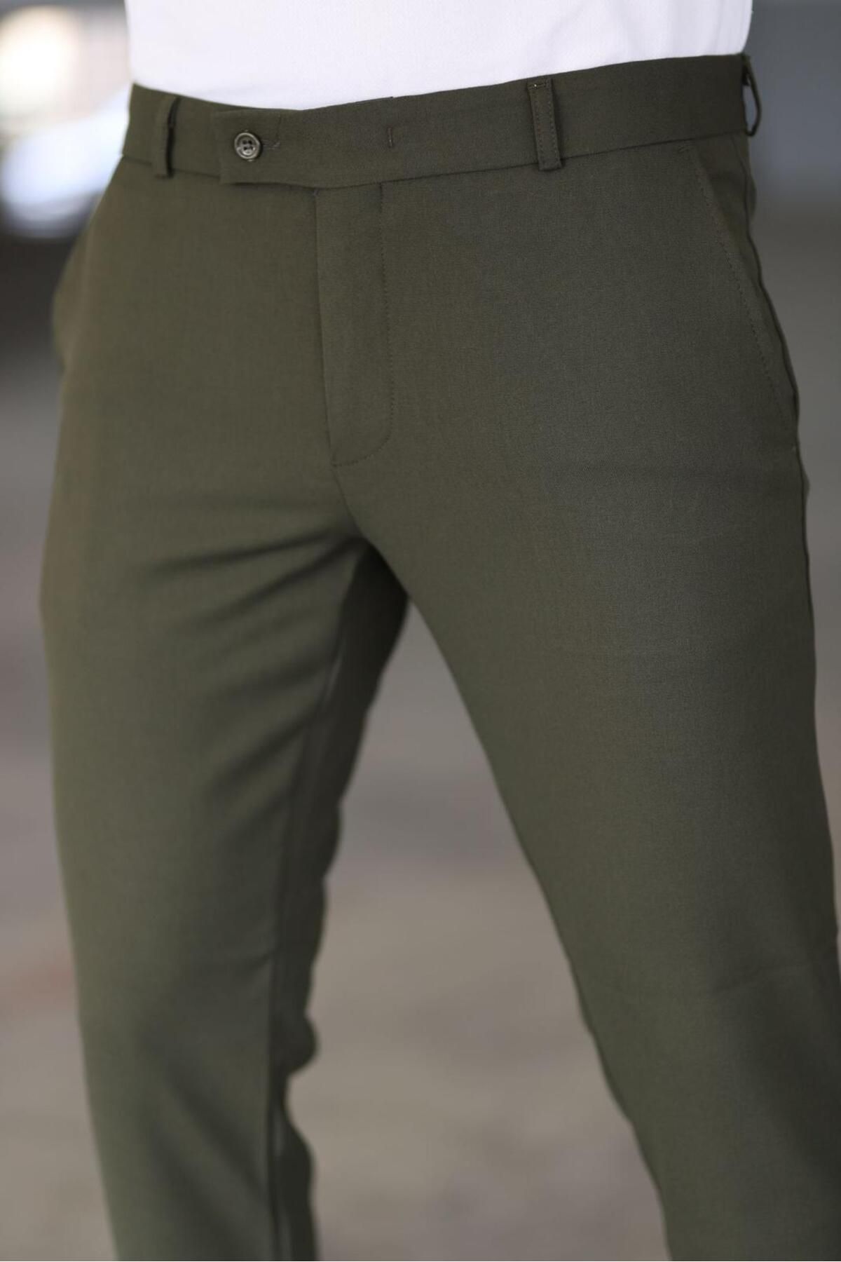 Pantalon Chino Slim Vert Foncé Homme