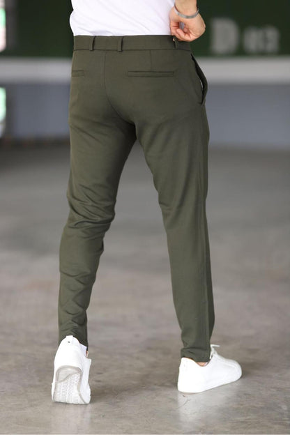 Pantalon Chino Slim Vert Foncé Homme