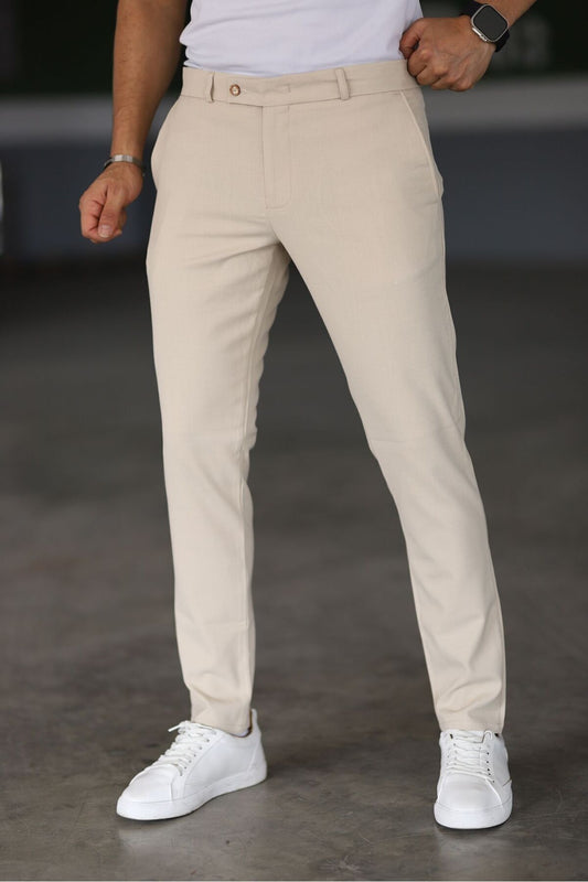 Pantalon Chino Slim Beige pour Homme - BerlinGlamour
