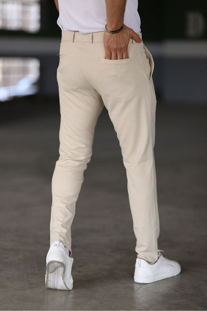 Pantalon Chino Slim Beige pour Homme