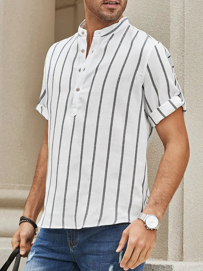 Chemise Coton Rayée Manches Courtes Homme