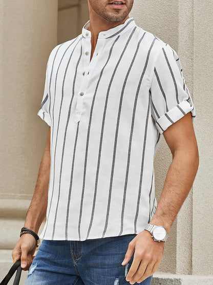 Chemise Coton Rayée Manches Courtes Homme