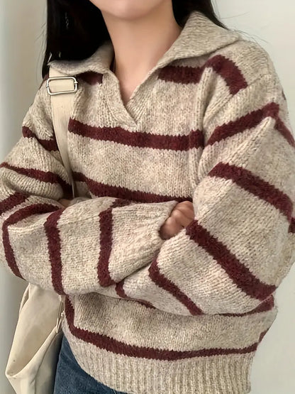 Pull En Maille Rayé Élégant pour Femme - PanierRoyale