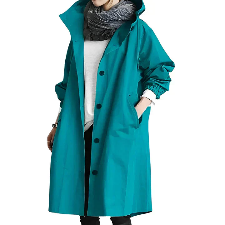 Imperméable Femme Capuche Turquoise Clair - PanierRoyale