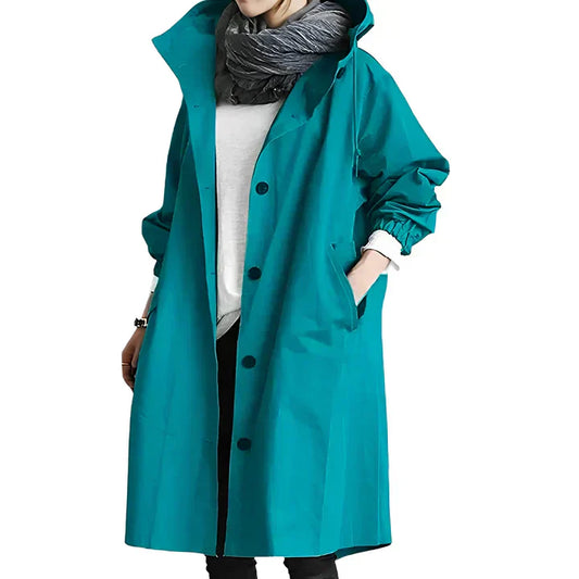 Imperméable Femme Capuche Turquoise Clair - PanierRoyale