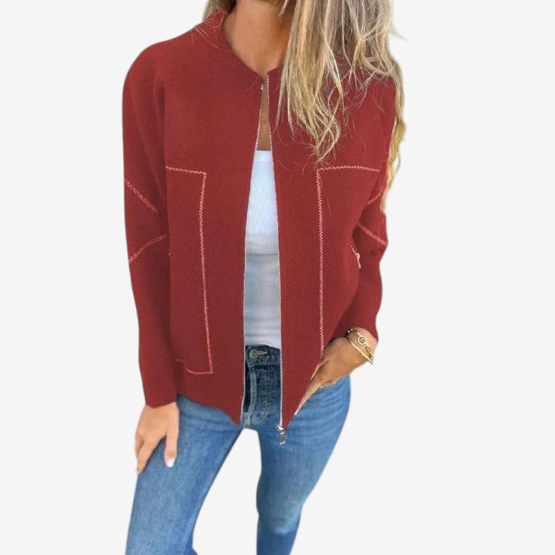 Veste Parka Femme Manches Longues Col Rond Zippée