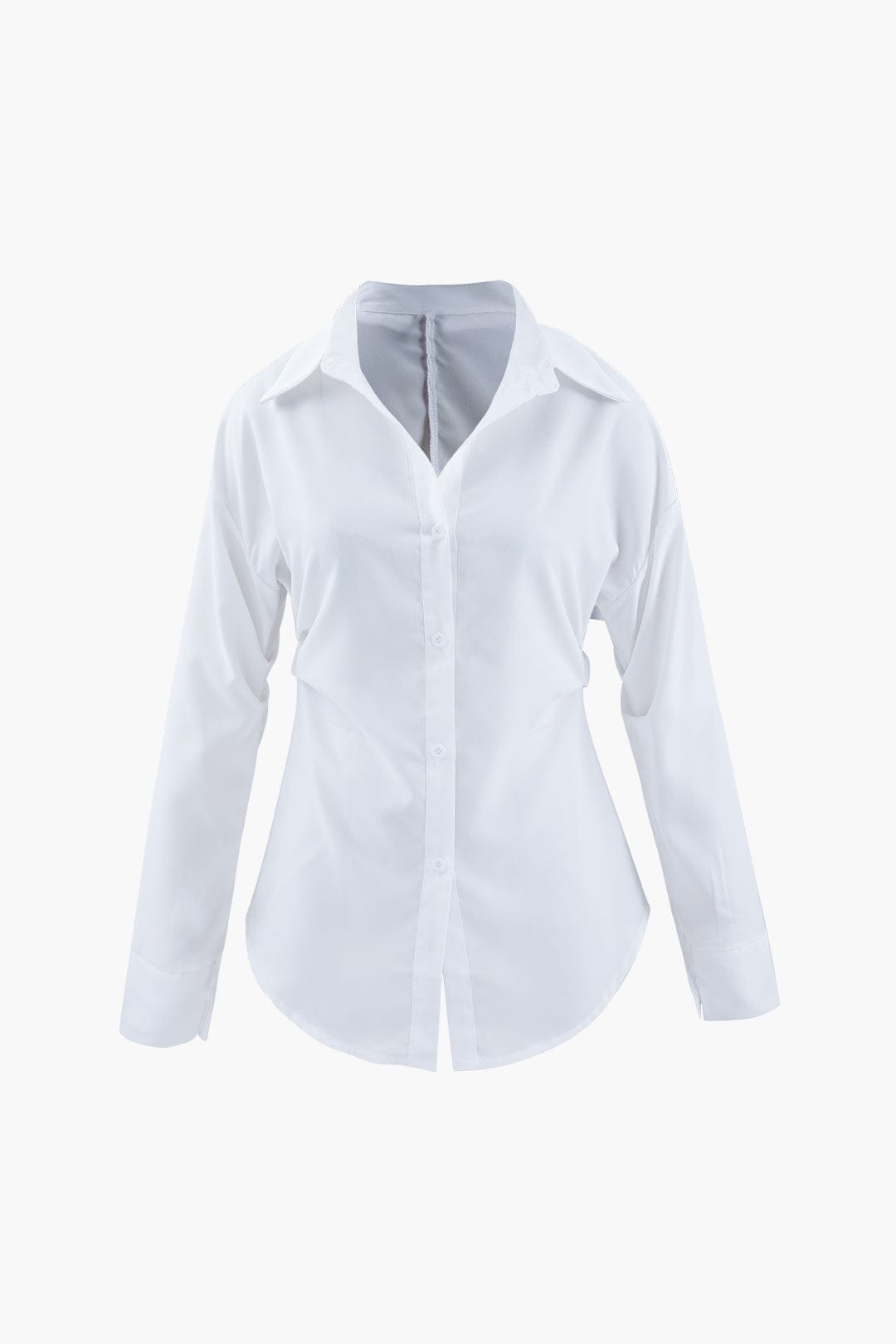 Chemise Blanche Oversize avec Ceinture et Col Classique