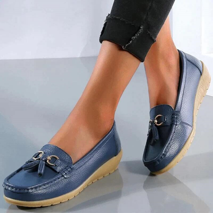 Mocassins Femme Cuir Finition Texturée Semelle Souple Enfiler