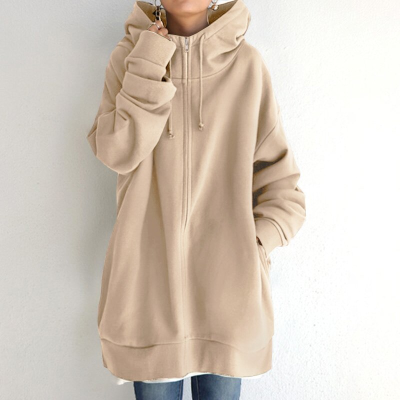 Sweat à capuche streetwear confortable avec poches et fermeture éclair