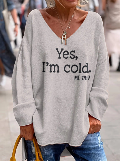 Pull Femme Décontracté Col V Oversize
