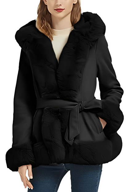 Veste Hiver Femme Capuche Fourrée et Chaude