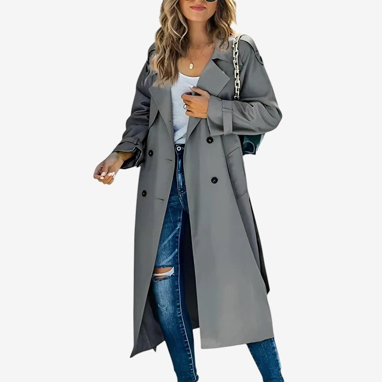 Manteau Imperméable Femme Col Montant avec Poches
