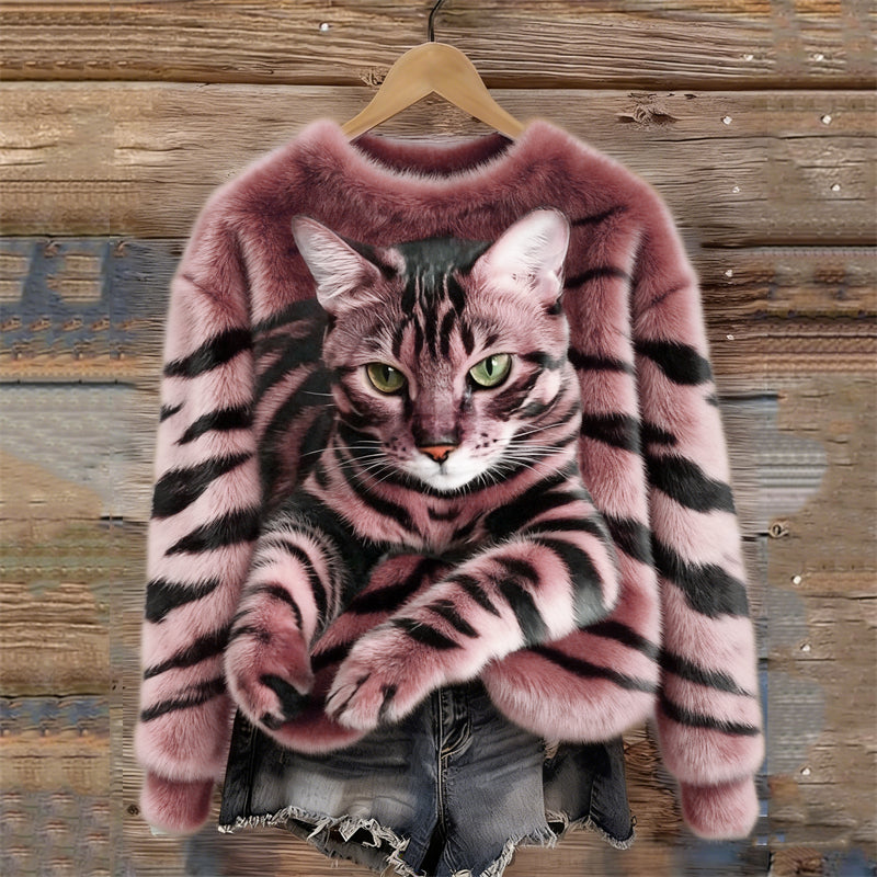 Sweat Femme Peluche Motif Animal Coupe Confortable