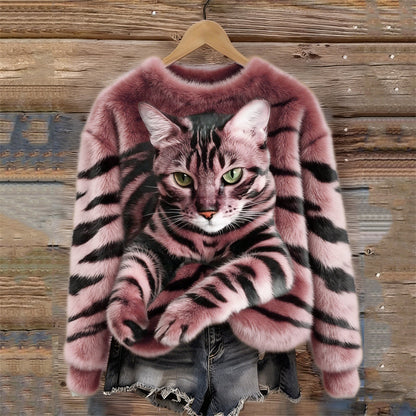 Sweat Femme Peluche Motif Animal Coupe Confortable