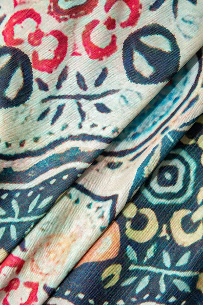 Robe Bohème imprimée Fleurs avec Franges