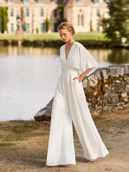 Combinaison Femme Élégante Col V Décontractée - PanierRoyale