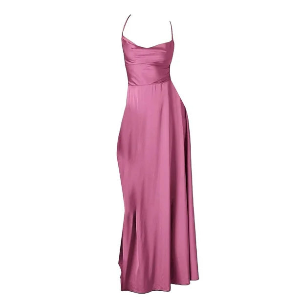 Robe de soirée femme longue sans manches élégante noir