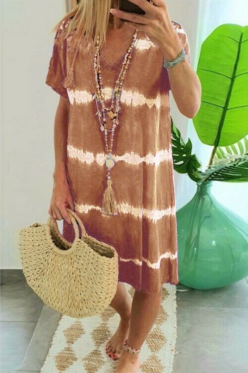 Robe T-shirt Femme Coton Col en V Manches Courtes
