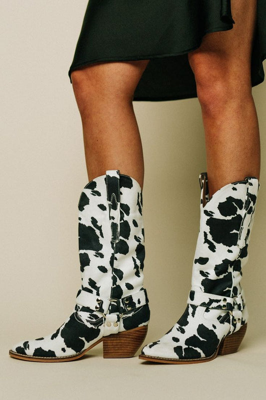 Bottines Femmes Western à Talons Hauts en Cuir Imprimé - BerlinGlamour