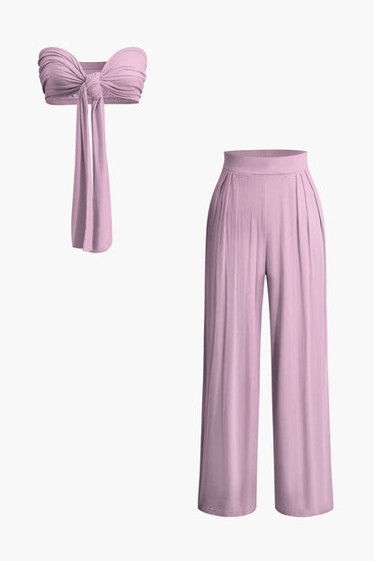 Ensemble Deux Pièces Élégant avec Bandeau et Pantalon Large