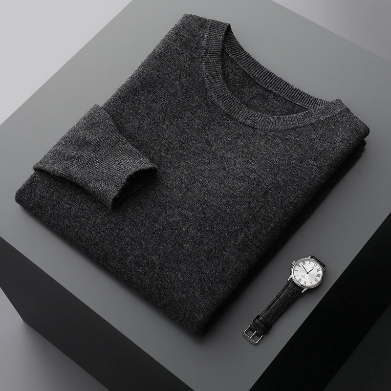 Pull Col Rond Cachemire Doux Hiver Homme