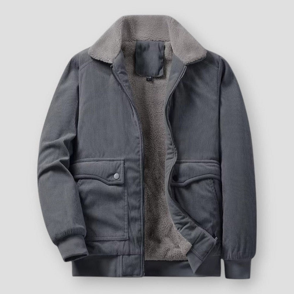 Veste Hiver Homme avec Col en Fourrure Synthétique Épaisse et Chaude