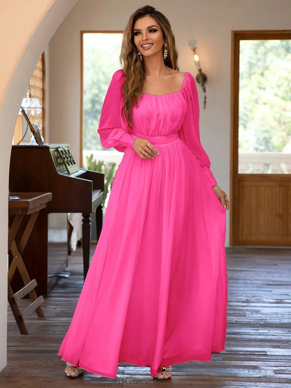 Robe de Soirée Longue Manches Blanc Féminine Élégante
