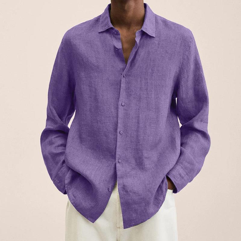 Chemise Homme Manches Longues en Lin, Style Élégant et Moderne