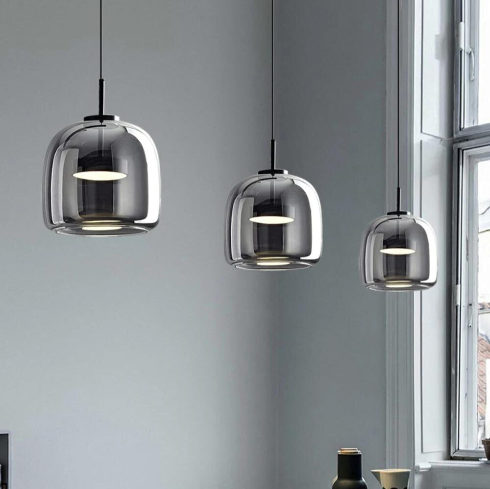 Lampe Suspendue Verre Fumé Moderne pour Salon et Salle à Manger