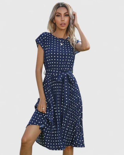 Robe Femme Courte Manches Courtes et Folds