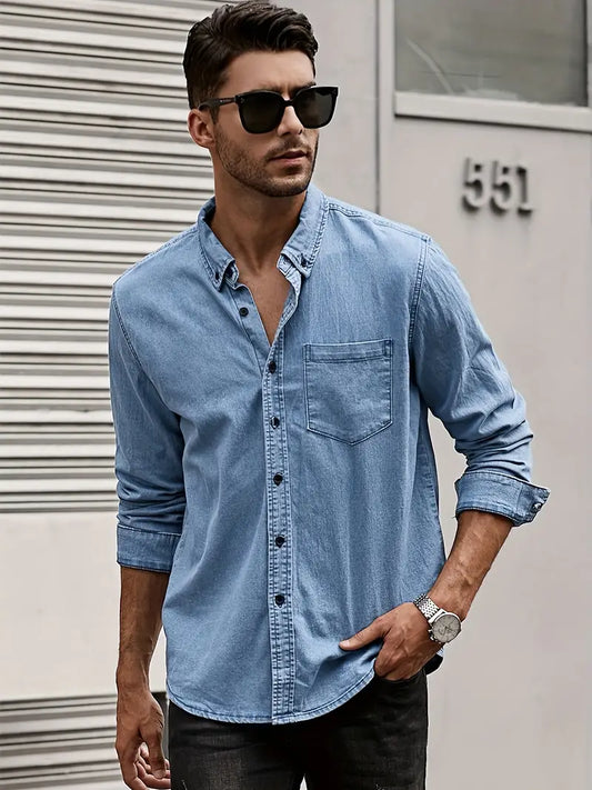 Chemise Denim Manche Longue Classique - BerlinGlamour