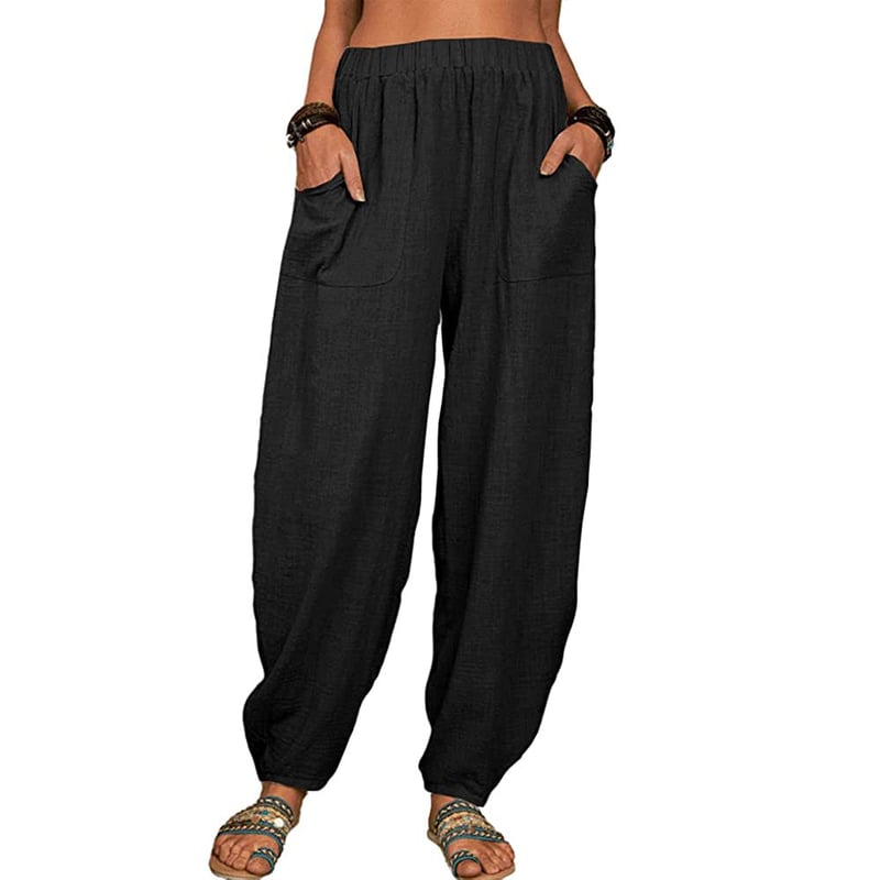 Pantalon Femme Taille Élégante avec Poches Côtelées