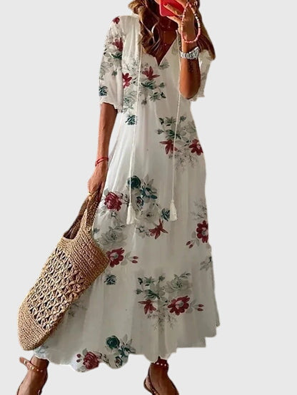Robe Bohème Femme Décolleté en V Élégante