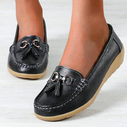 Mocassins Femme Cuir Finition Texturée Semelle Souple Enfiler