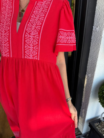 Robe Longue Femme Coupe Fluide Col en V Style Bohème
